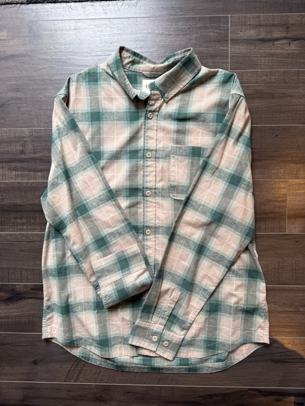 UpWest Green and Cream Plaid Button-Down Shirt